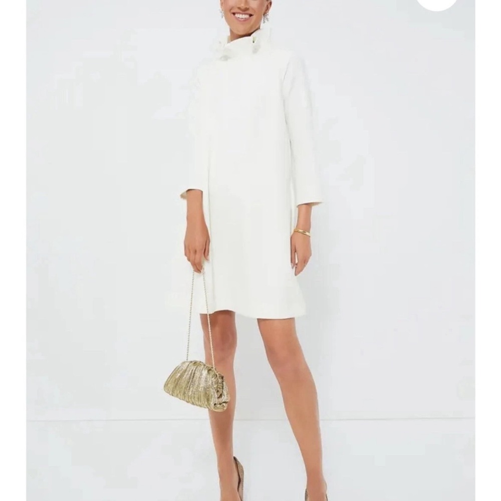Tuckernuck White A-Line Dress with Stand Collar